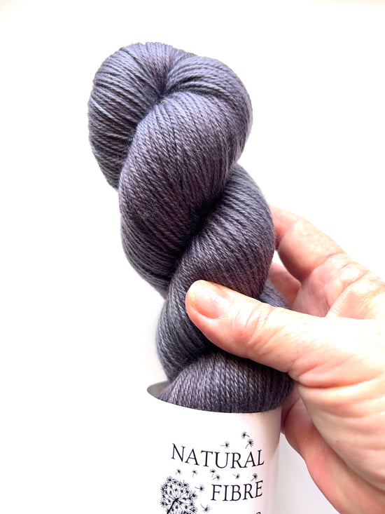 "Soft Sock | Smokey | Natural Fibre Arts yarn skein in tonal grey