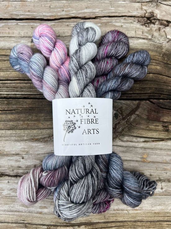 Rose Grey Mini Skein Bundle | Natural Fibre Arts - Hand-dyed yarn skeins